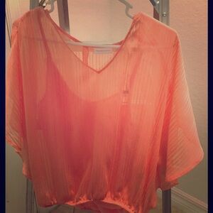 NY and Company Coral‎ Striped Sheer Blouse NEW